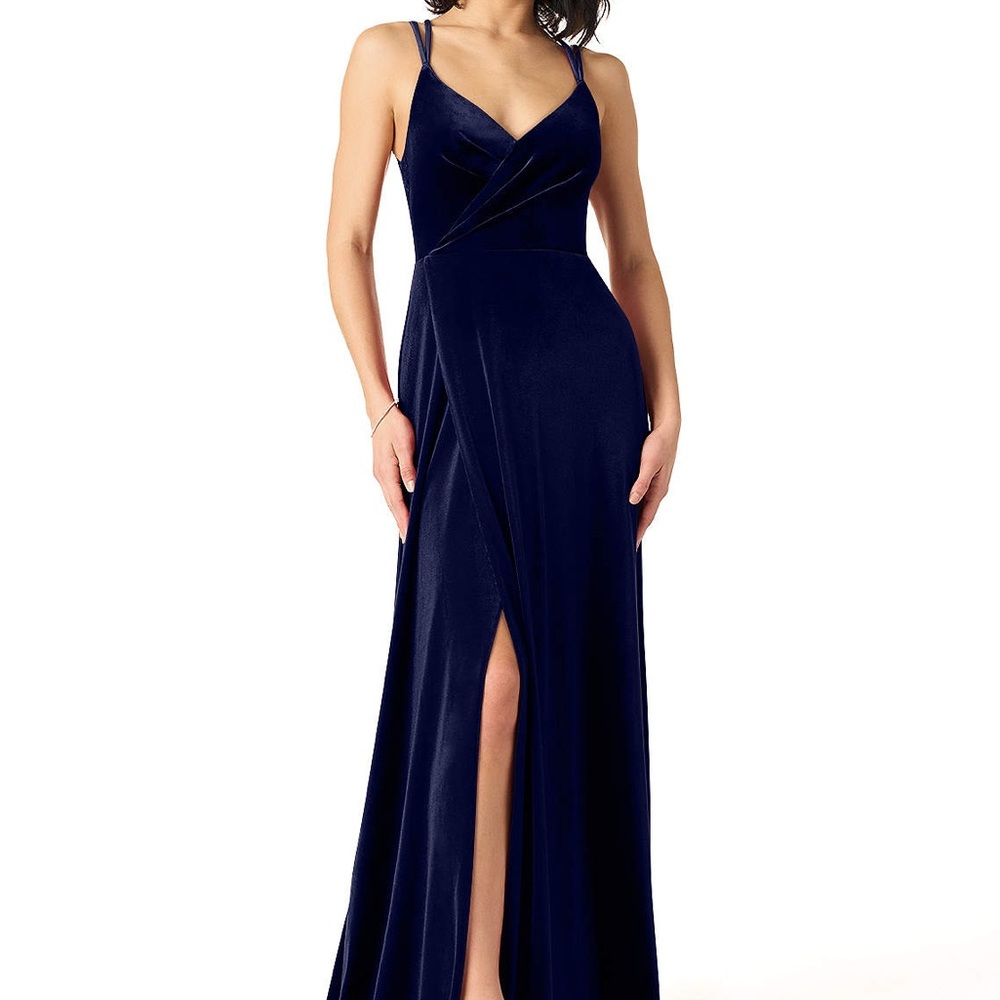 Azazie Navy Blue Velvet Dress